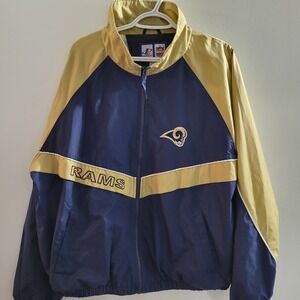 Vintage Logo Athletic St Louis Rams Full Zip Jacket Windbreaker Men's Size Large